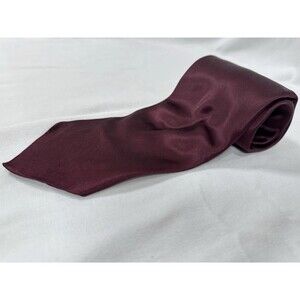 Regis Men's Burgundy Solid Satin Tie, Classic Style 100% Silk Made in Italy